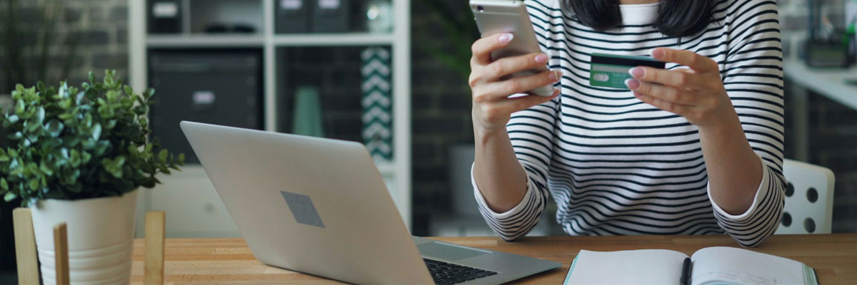 A woman shopping online